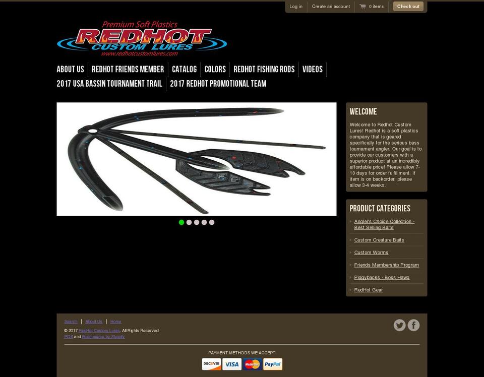 redhotcustomlures.com shopify website screenshot