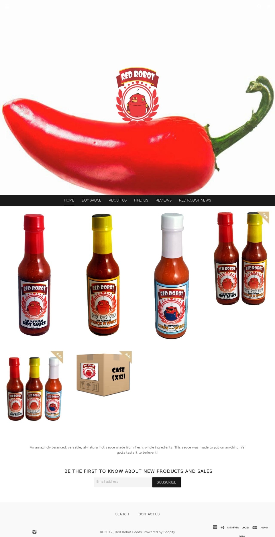 redhotrobothotsauce.com shopify website screenshot