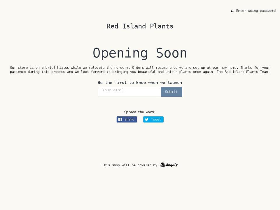 redislandplants.com shopify website screenshot