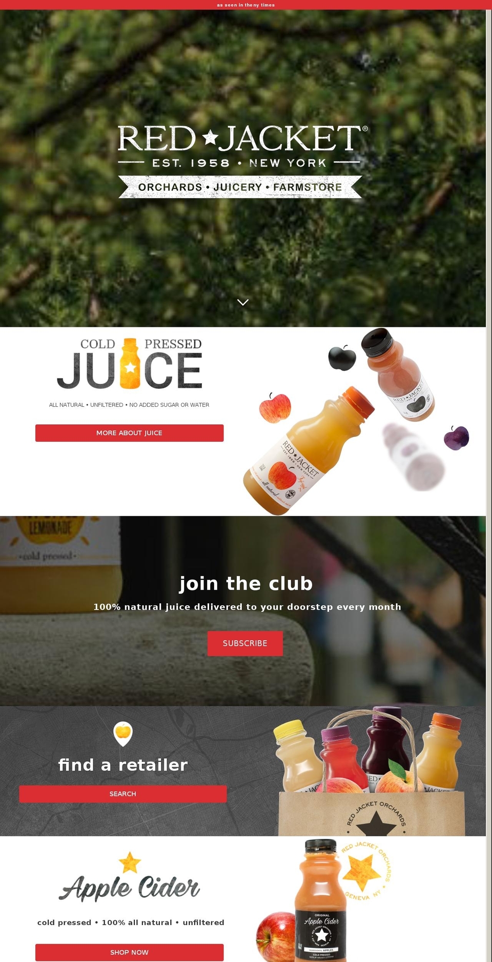 redjacketjuice.com — Shopify storefront screenshot
