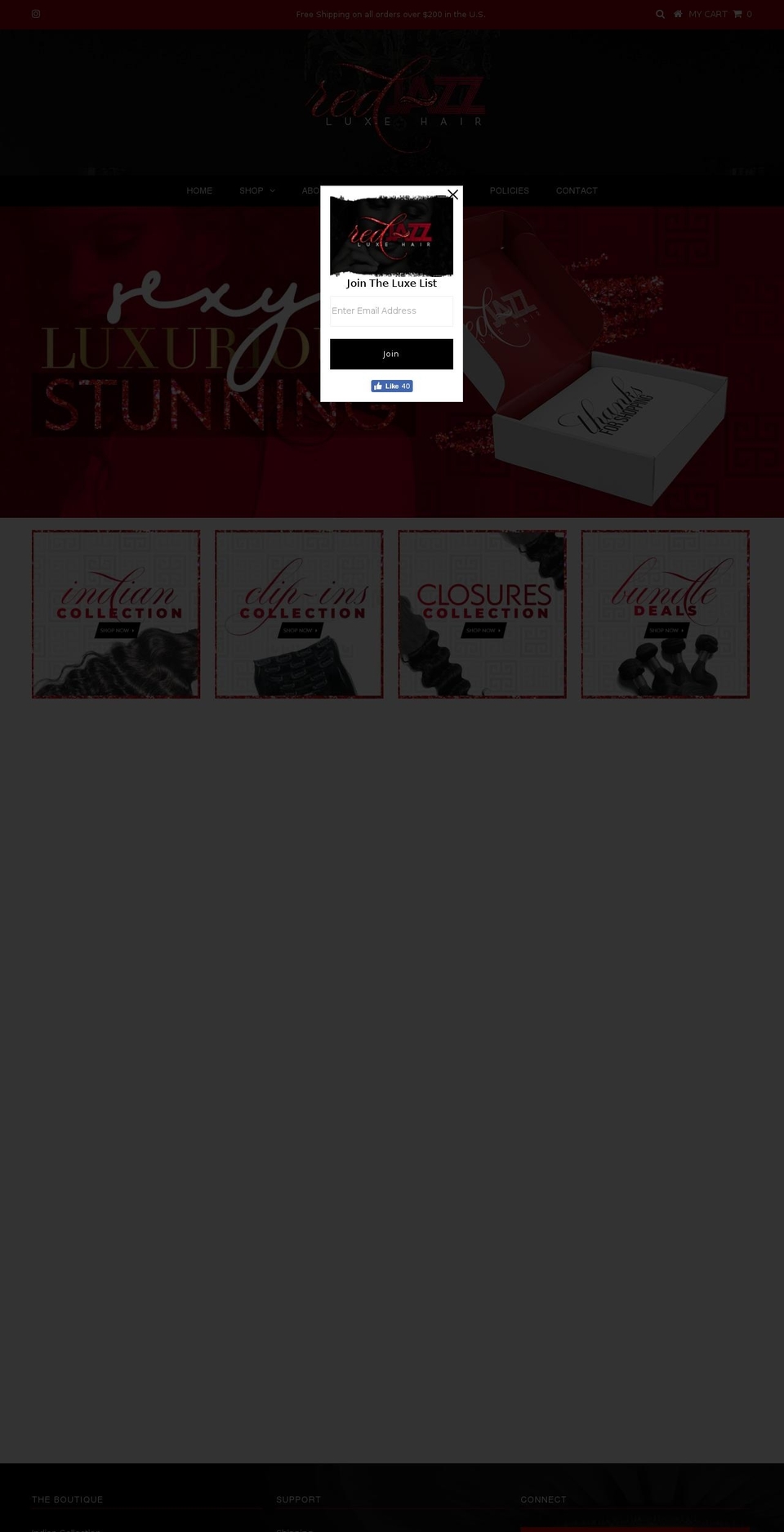 redjazzluxehair.com — Shopify storefront screenshot