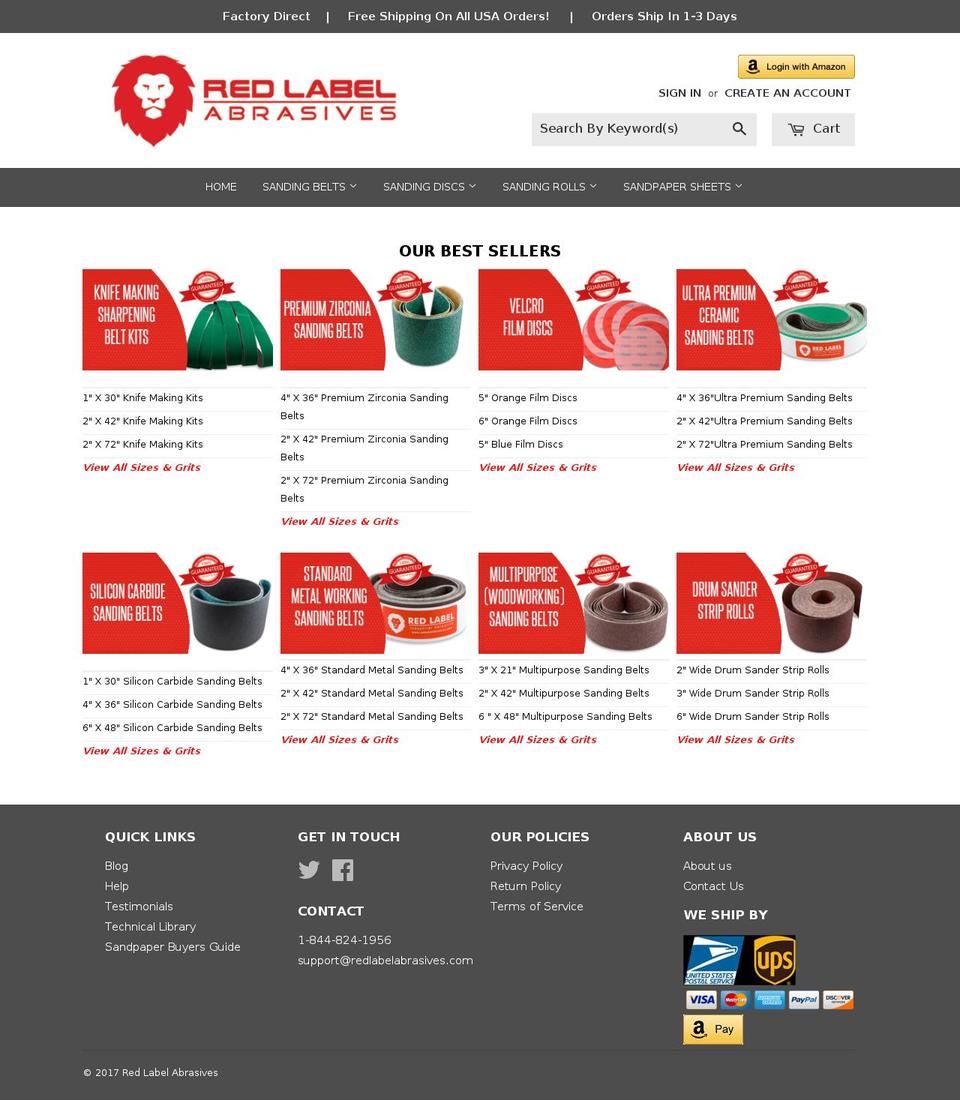 Label Shopify theme site example redlabelabrasives.com