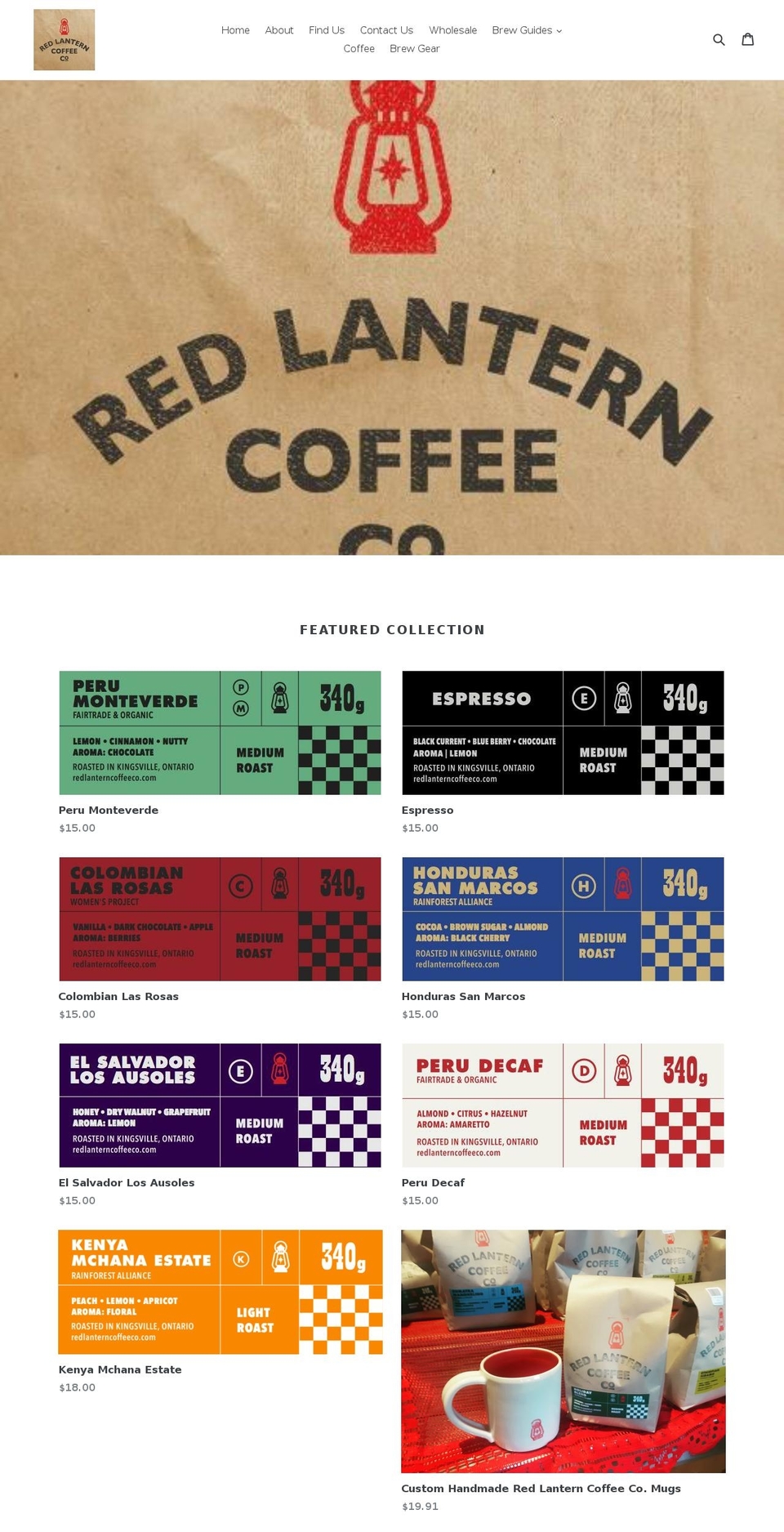 redlanterncoffeeco.com — Shopify storefront screenshot