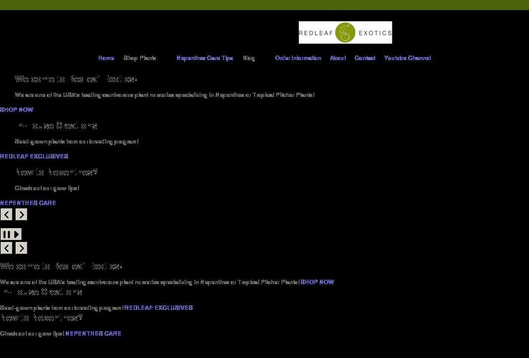 redleafexotics.com shopify website screenshot