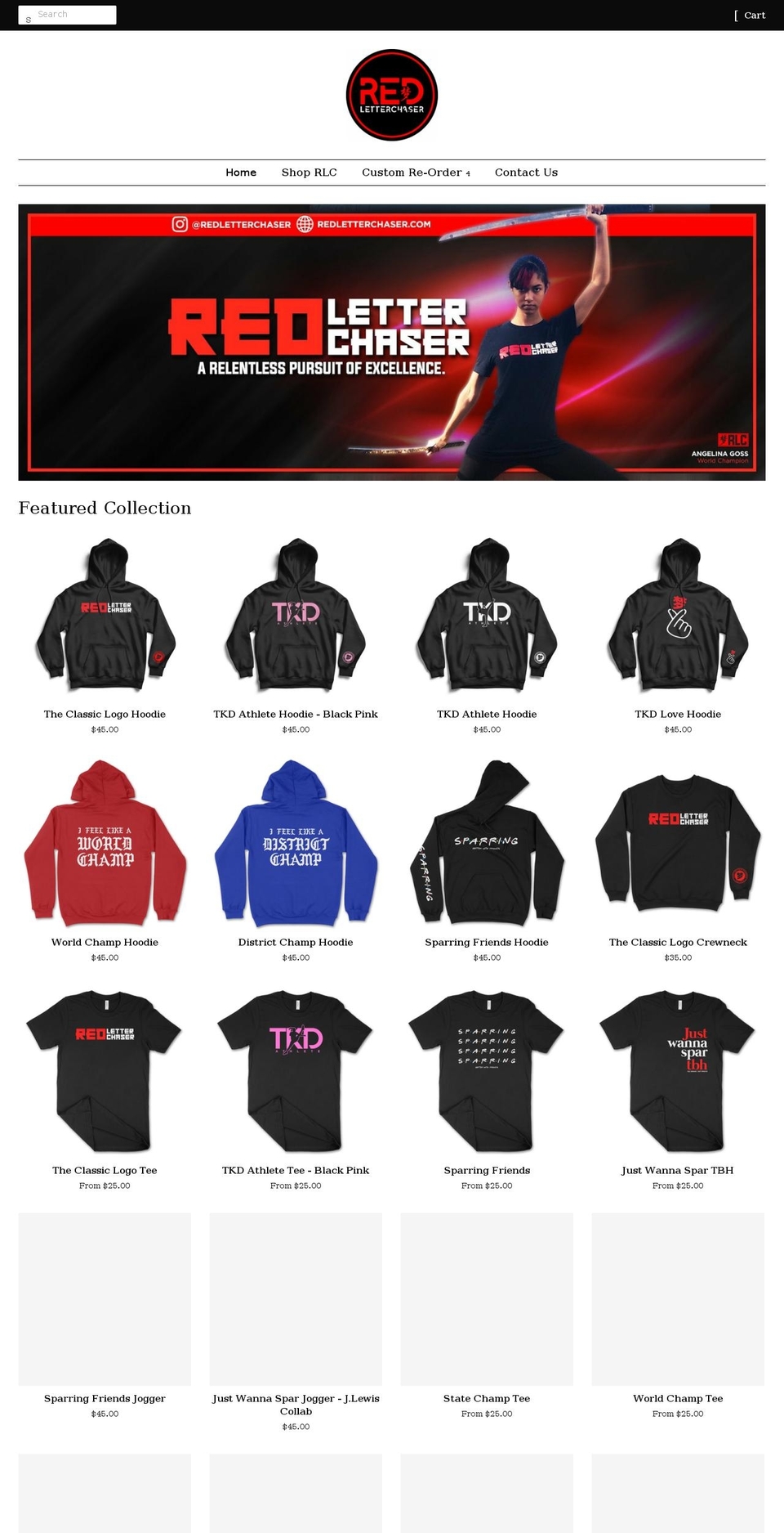 redletterchaser.com — Shopify storefront screenshot