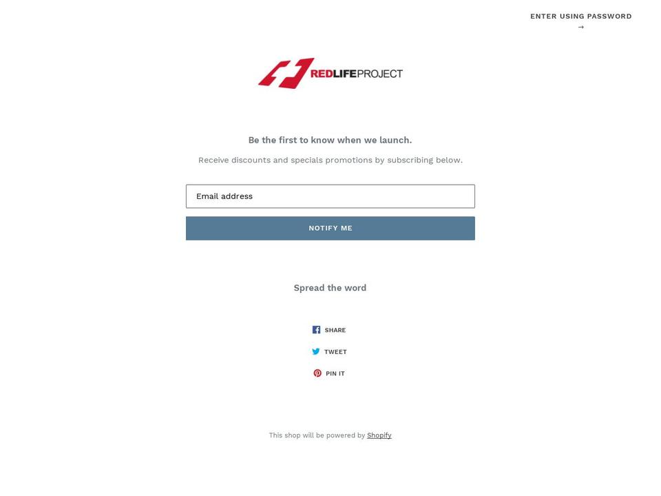 redlifeproject.com shopify website screenshot