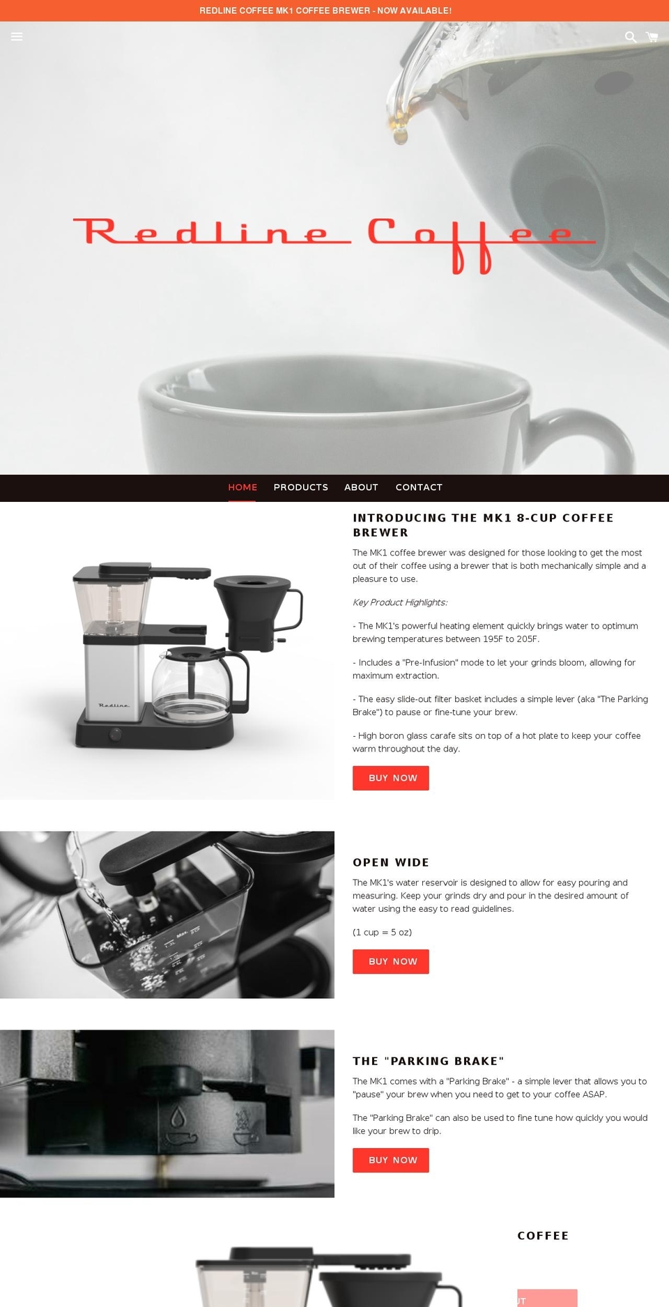 redlinecoffeeproducts.com — Shopify storefront screenshot