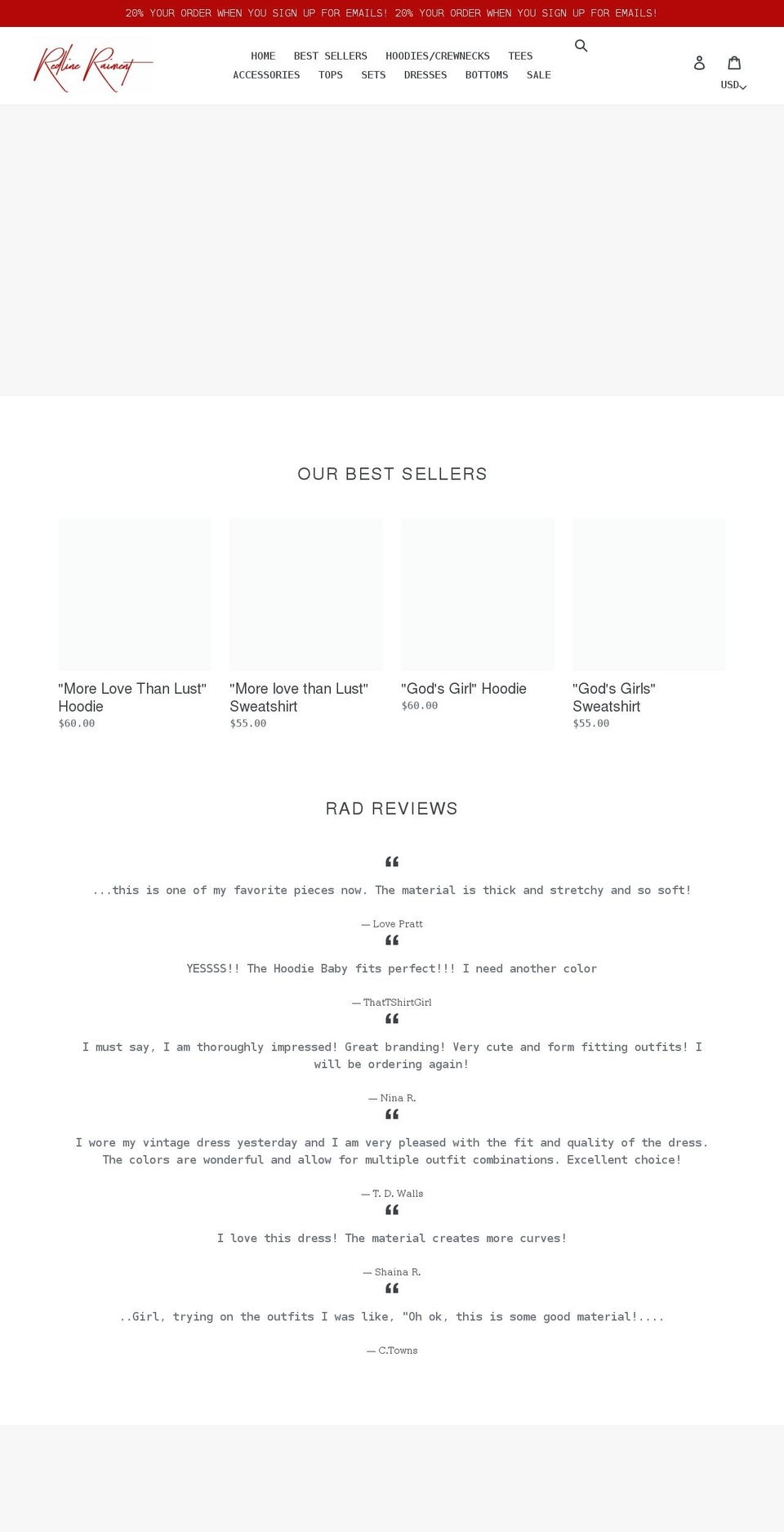 redlineraiment.com shopify website screenshot