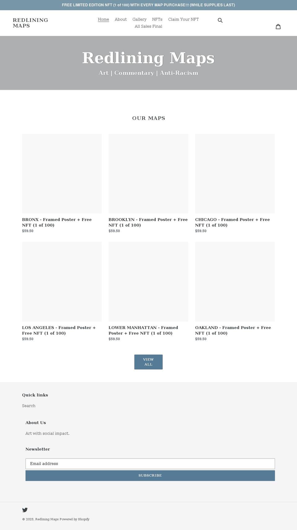 redliningmaps.com shopify website screenshot