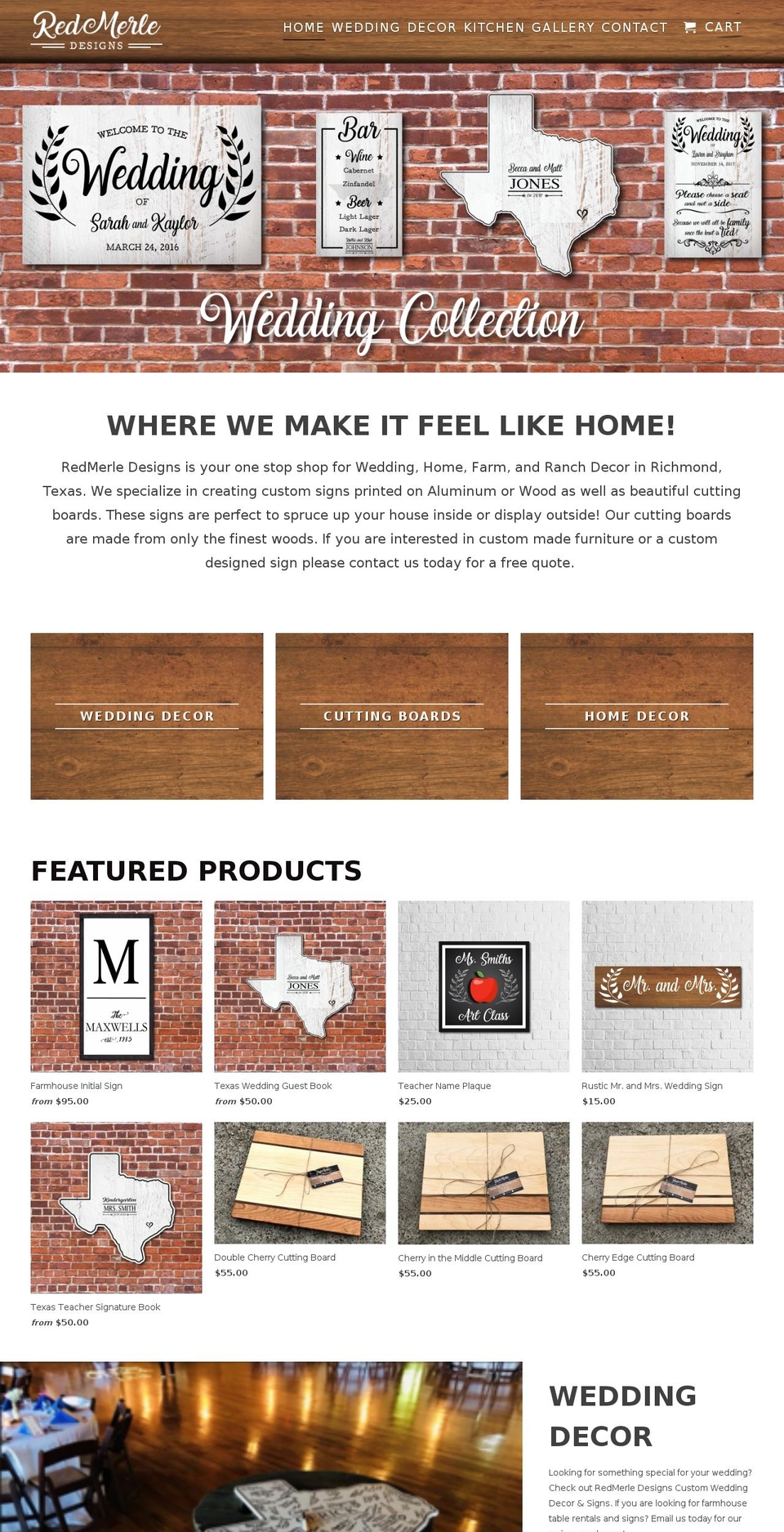 redmerledesigns.com — Shopify storefront screenshot