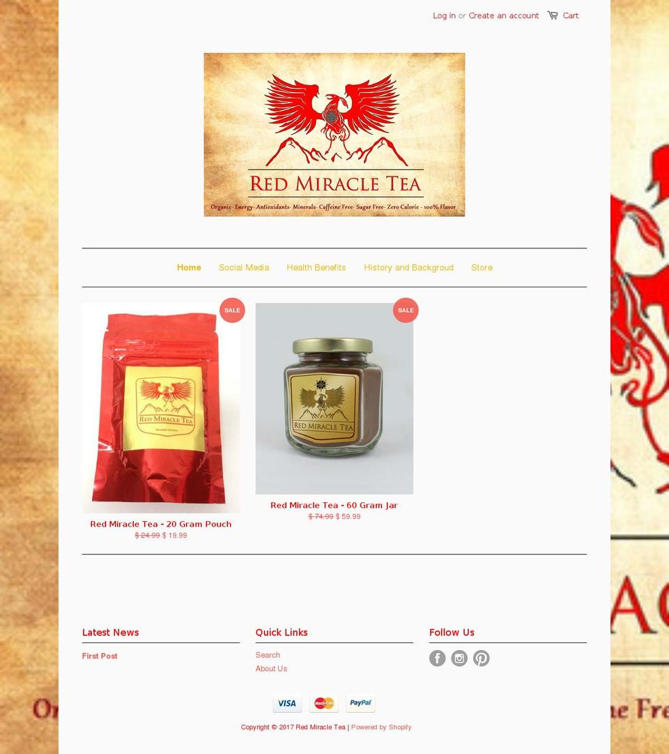 redmiracletea.com shopify website screenshot