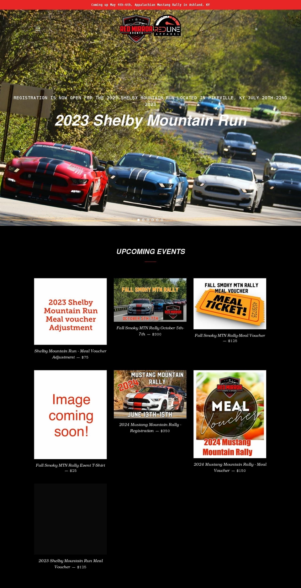 redmirrorevents.com shopify website screenshot