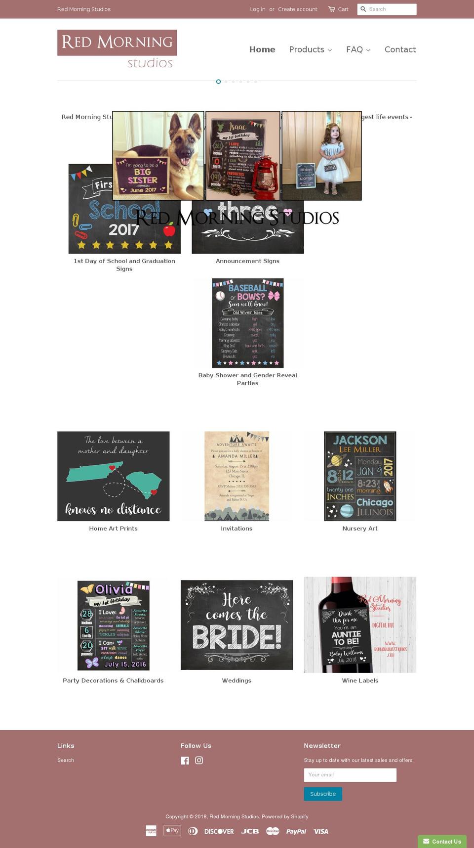 redmorningstudios.com — Shopify storefront screenshot