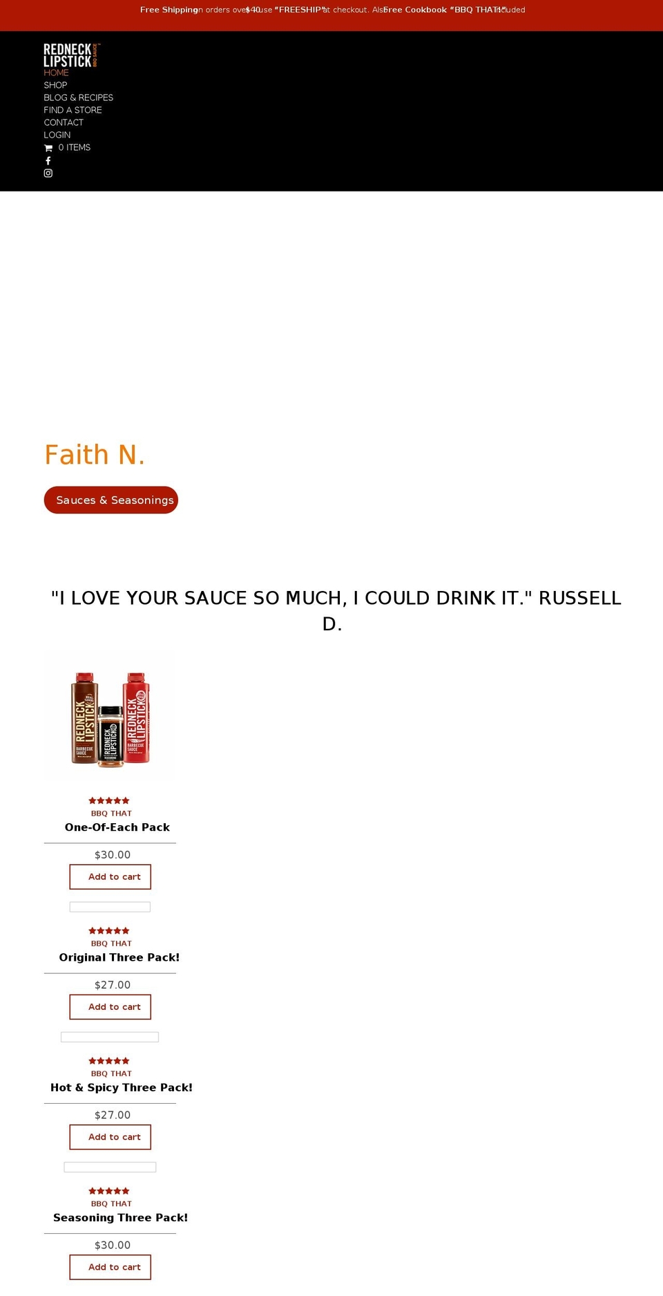 rednecklipstick.com shopify website screenshot