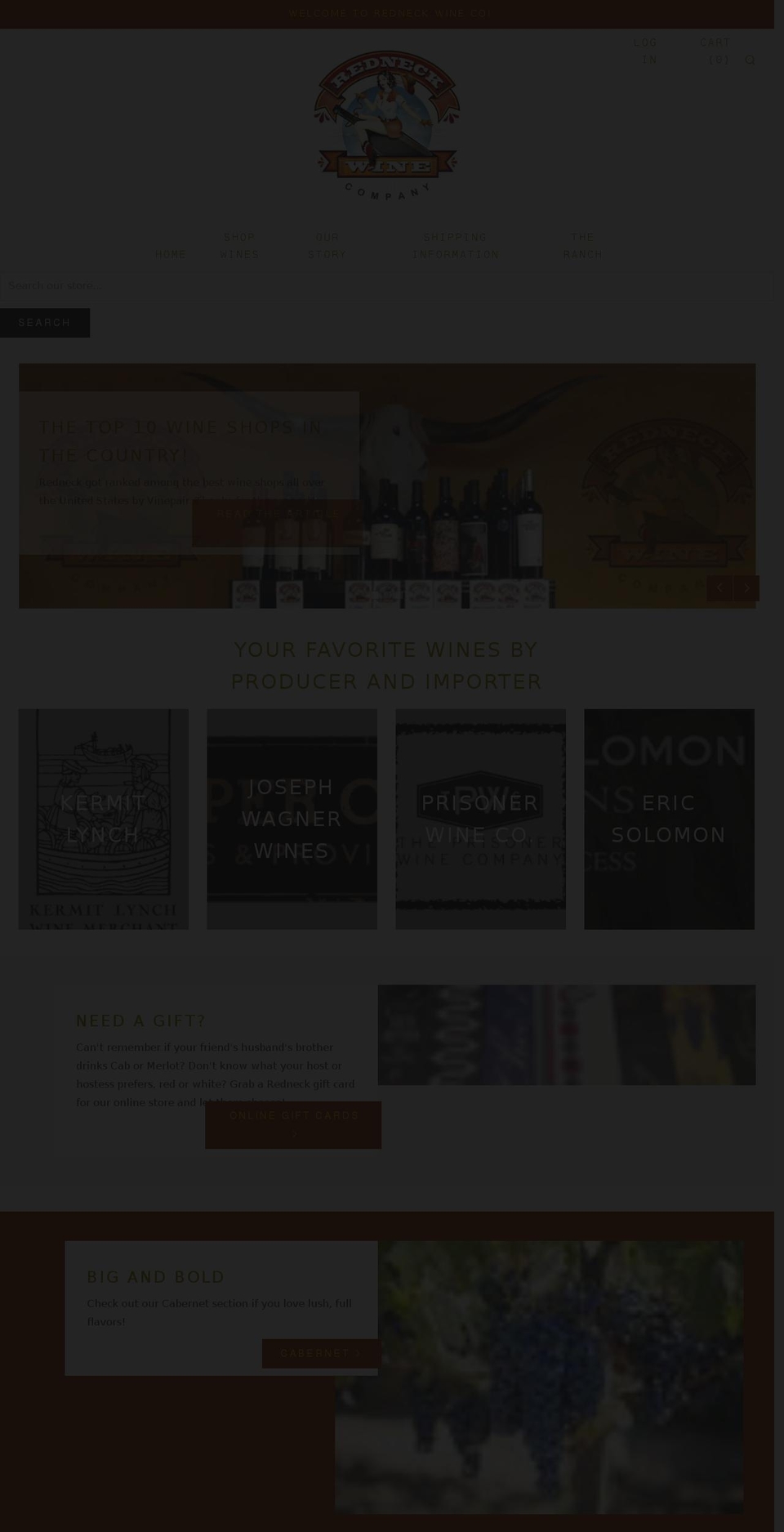 redneckwinecompany.com shopify website screenshot