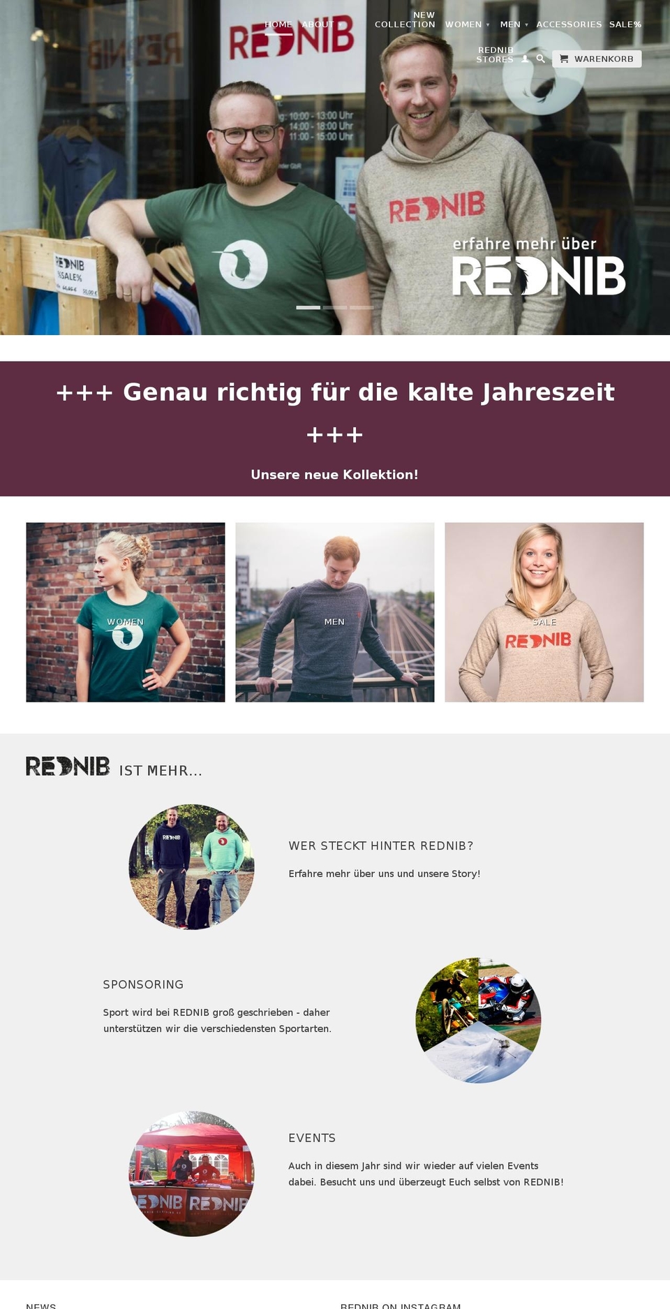 rednib-clothing.de shopify website screenshot