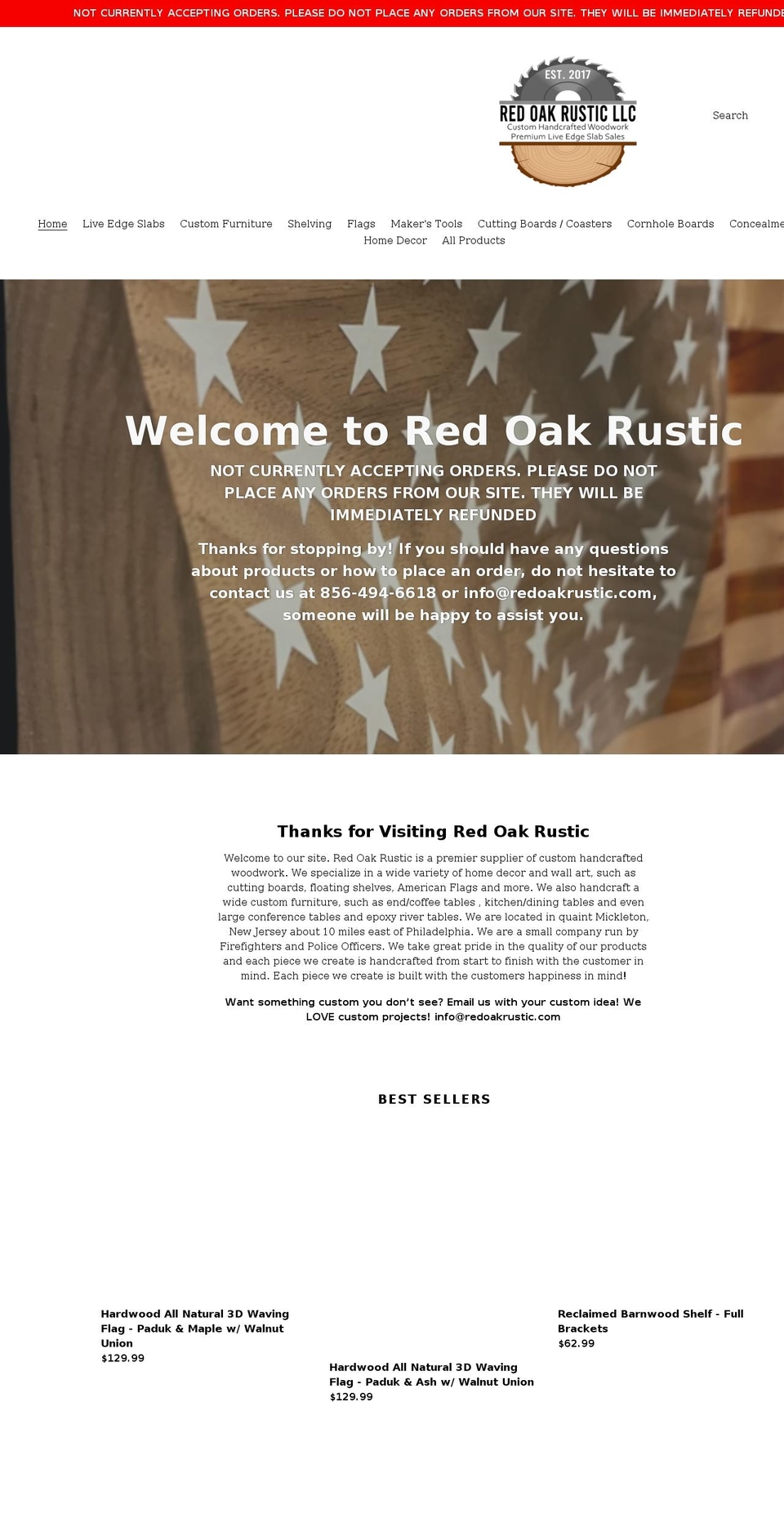 redoakrustic.com shopify website screenshot