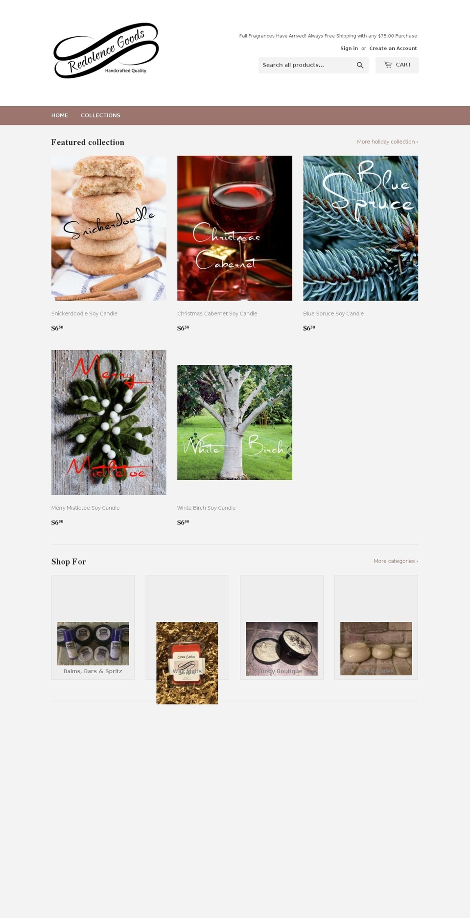 redolencegoods.com — Shopify storefront screenshot