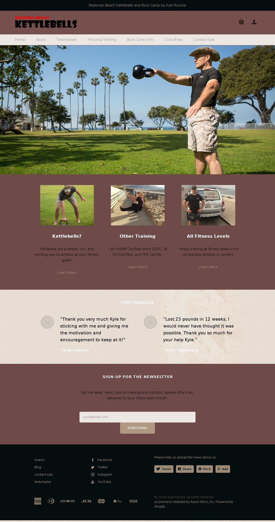 redondobeachkettlebells.com — Shopify storefront screenshot