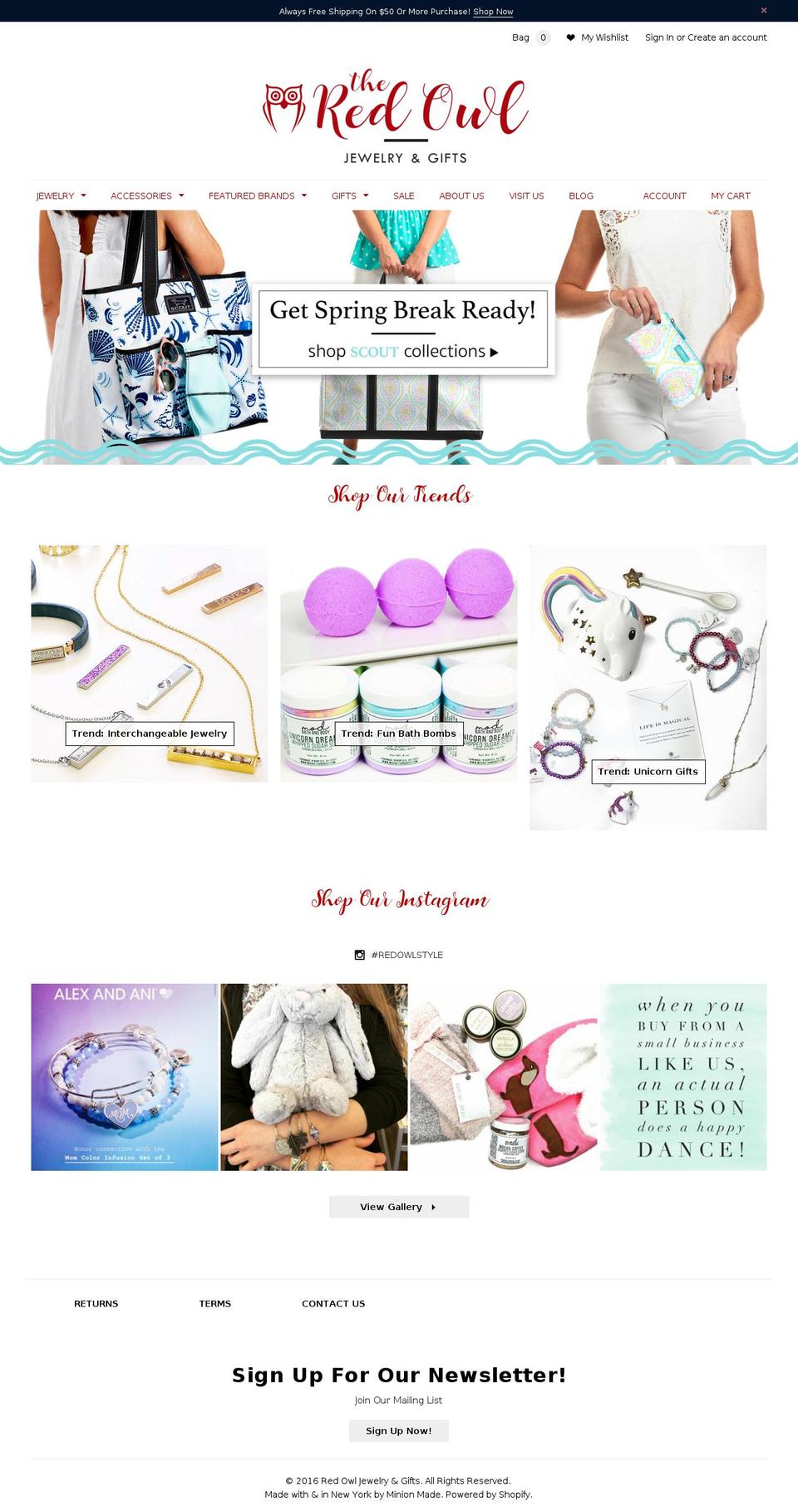 redowlgifts.com shopify website screenshot