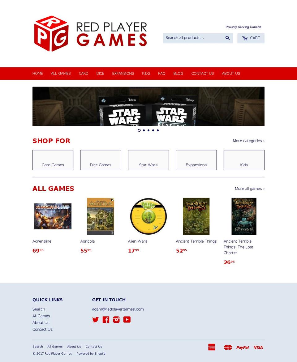 redplayergames.com shopify website screenshot