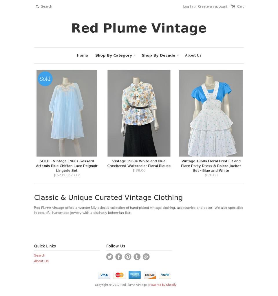 redplumevintage.com shopify website screenshot