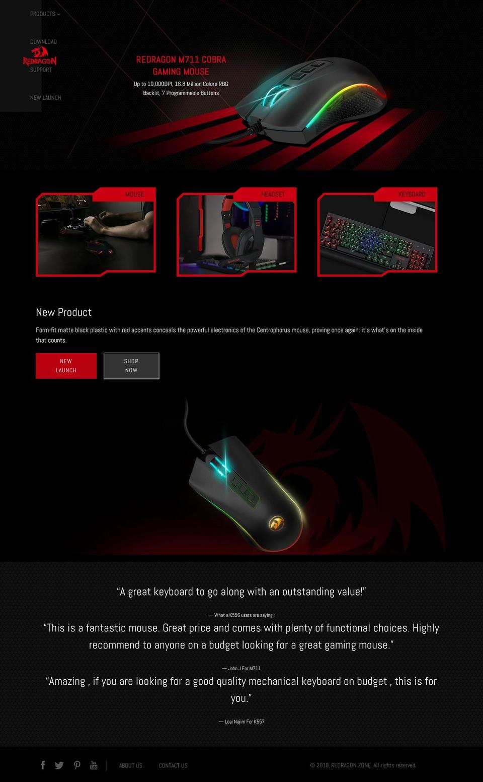 redragonzone.com shopify website screenshot