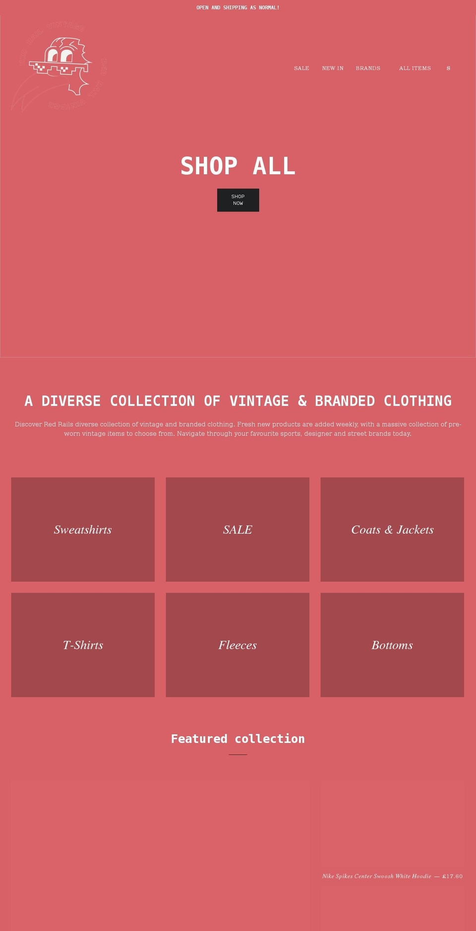 redrailvintage.com shopify website screenshot