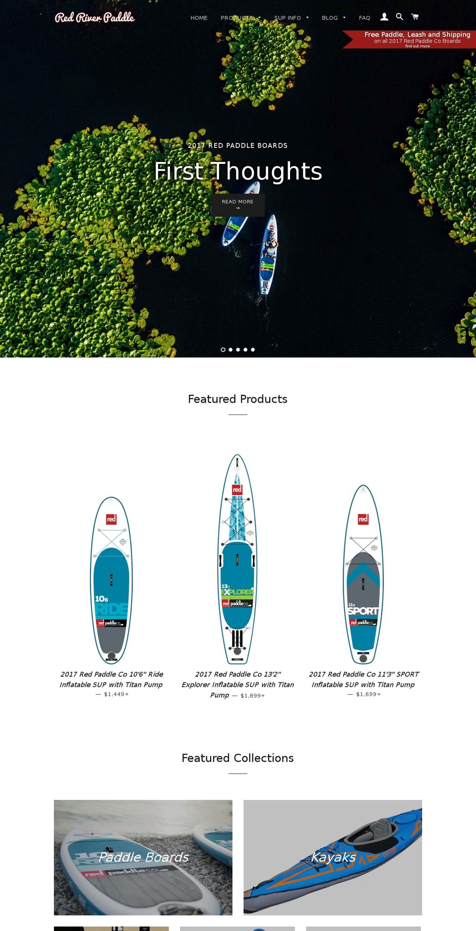 redriverpaddle.com shopify website screenshot