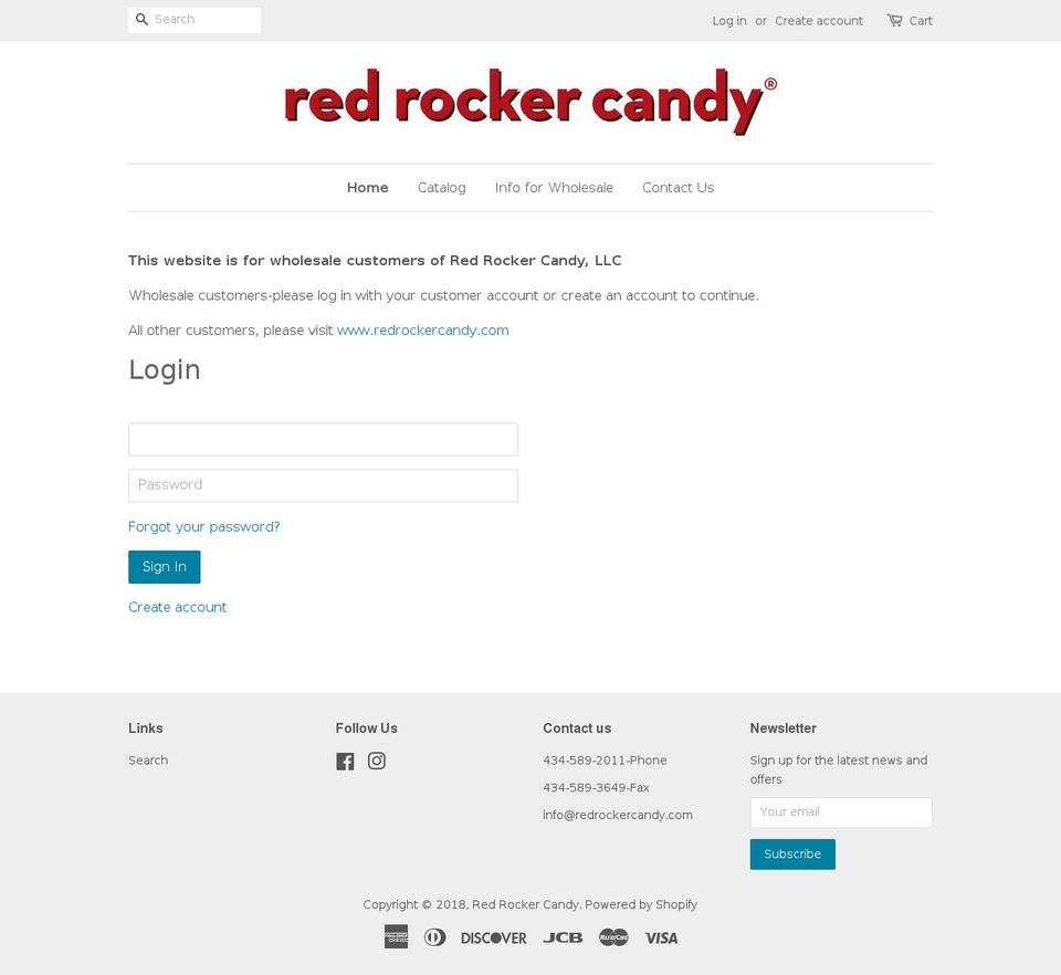 redrockercandywholesale.com shopify website screenshot