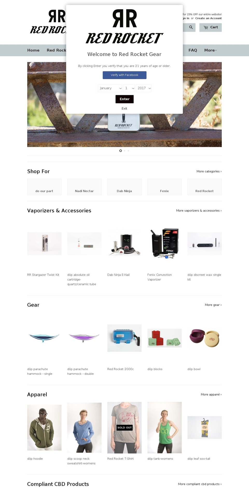 redrocketgear.com shopify website screenshot