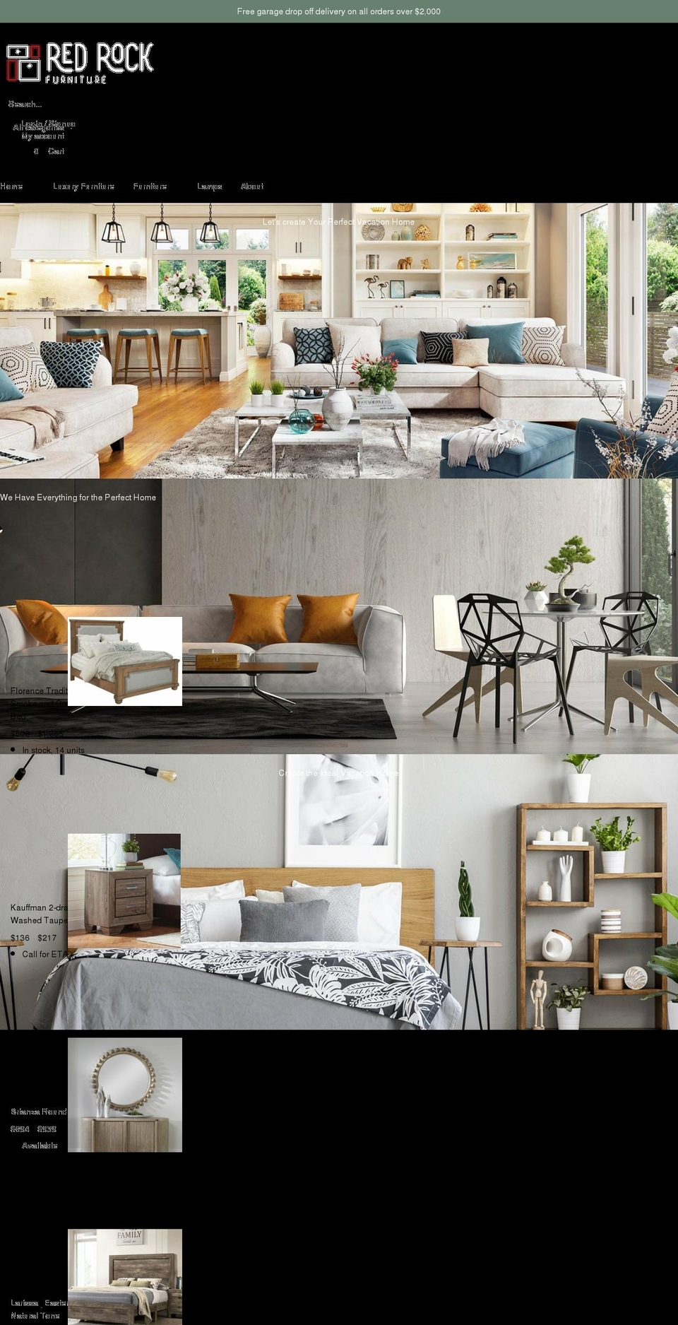 redrockfurnitureoutlet.com shopify website screenshot
