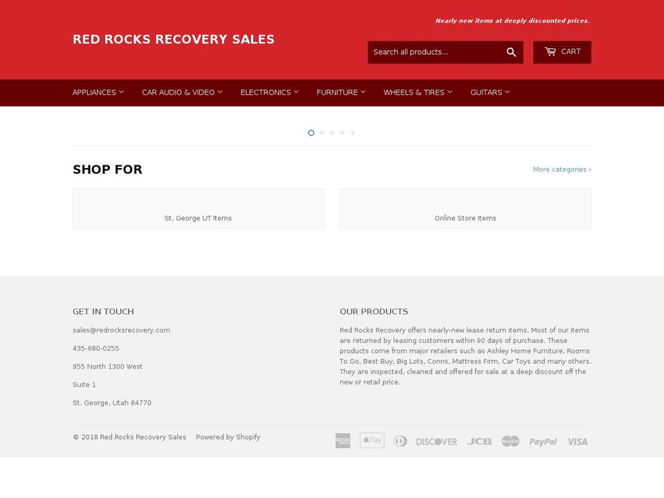 redrocksrecoverysales.com — Shopify storefront screenshot