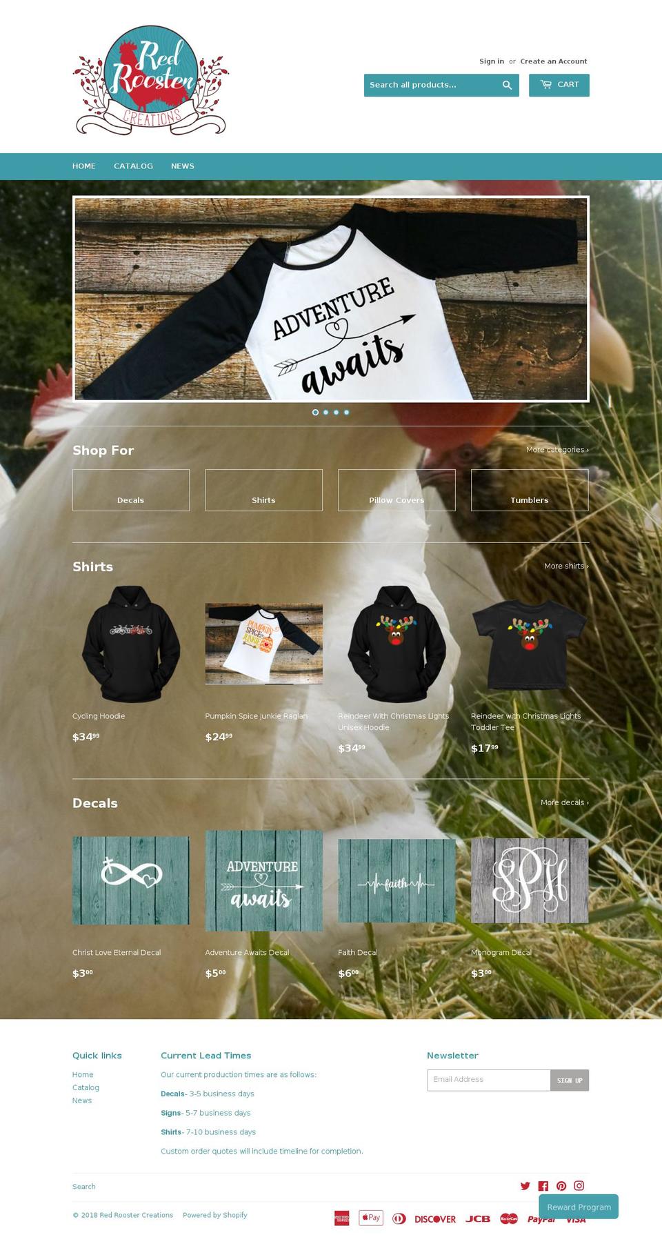 redroostercreations.com — Shopify storefront screenshot