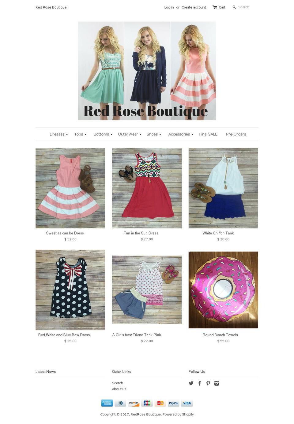 redroseboutique.net shopify website screenshot