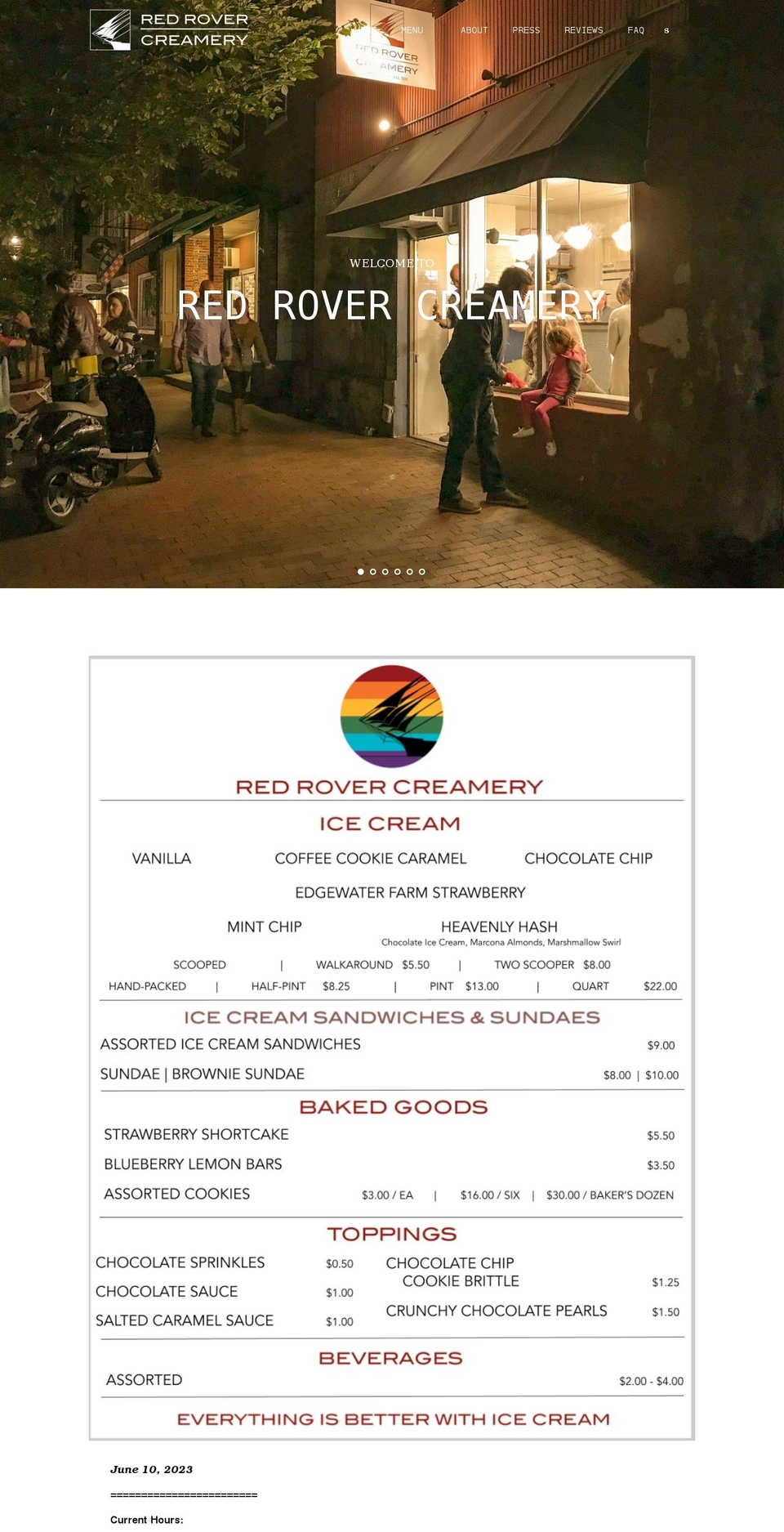 redrovercreamery.com shopify website screenshot
