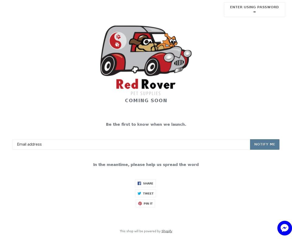 redroverpetsupplies.com — Shopify storefront screenshot