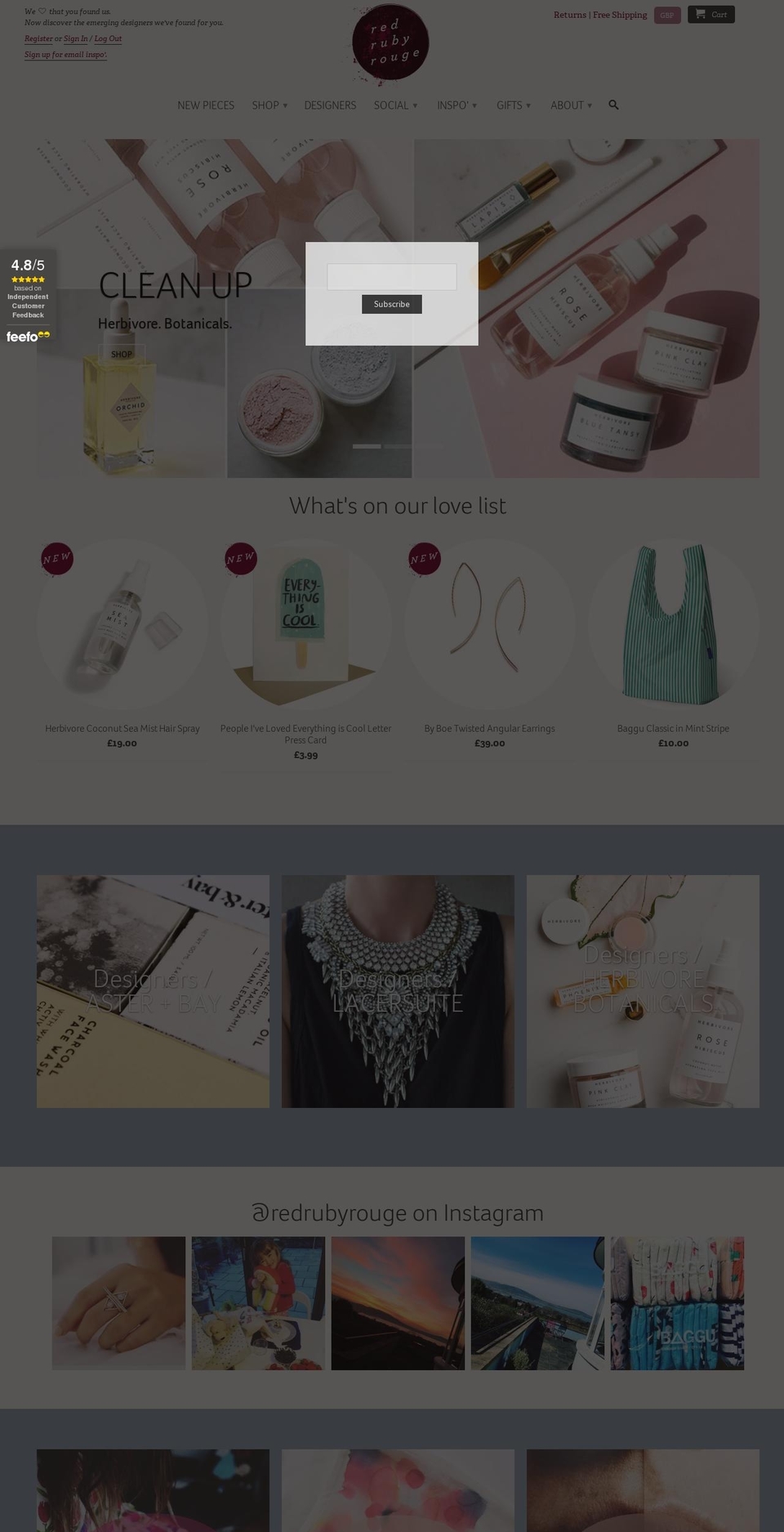 redrubyrouge.biz shopify website screenshot