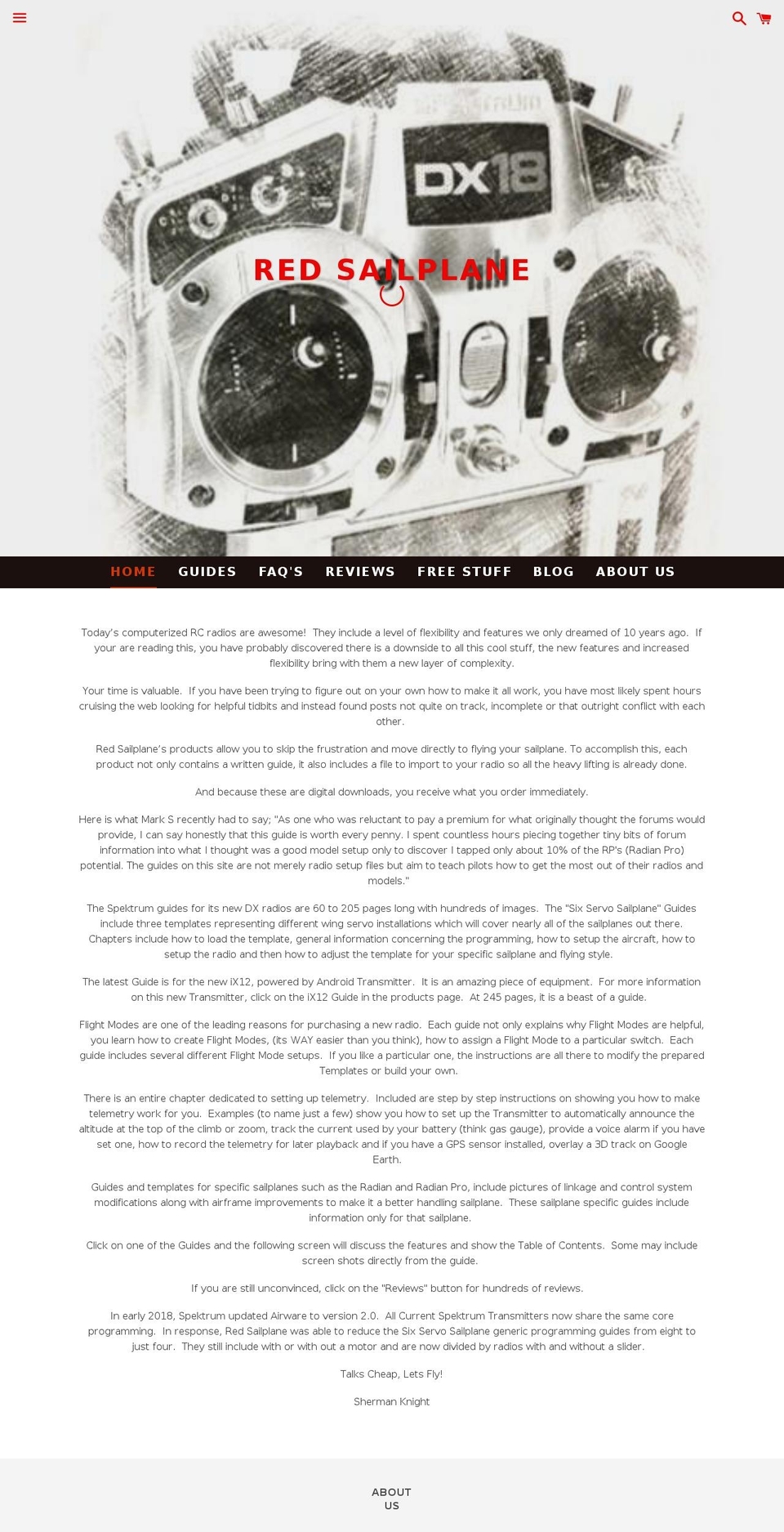 redsailplane.com — Shopify storefront screenshot