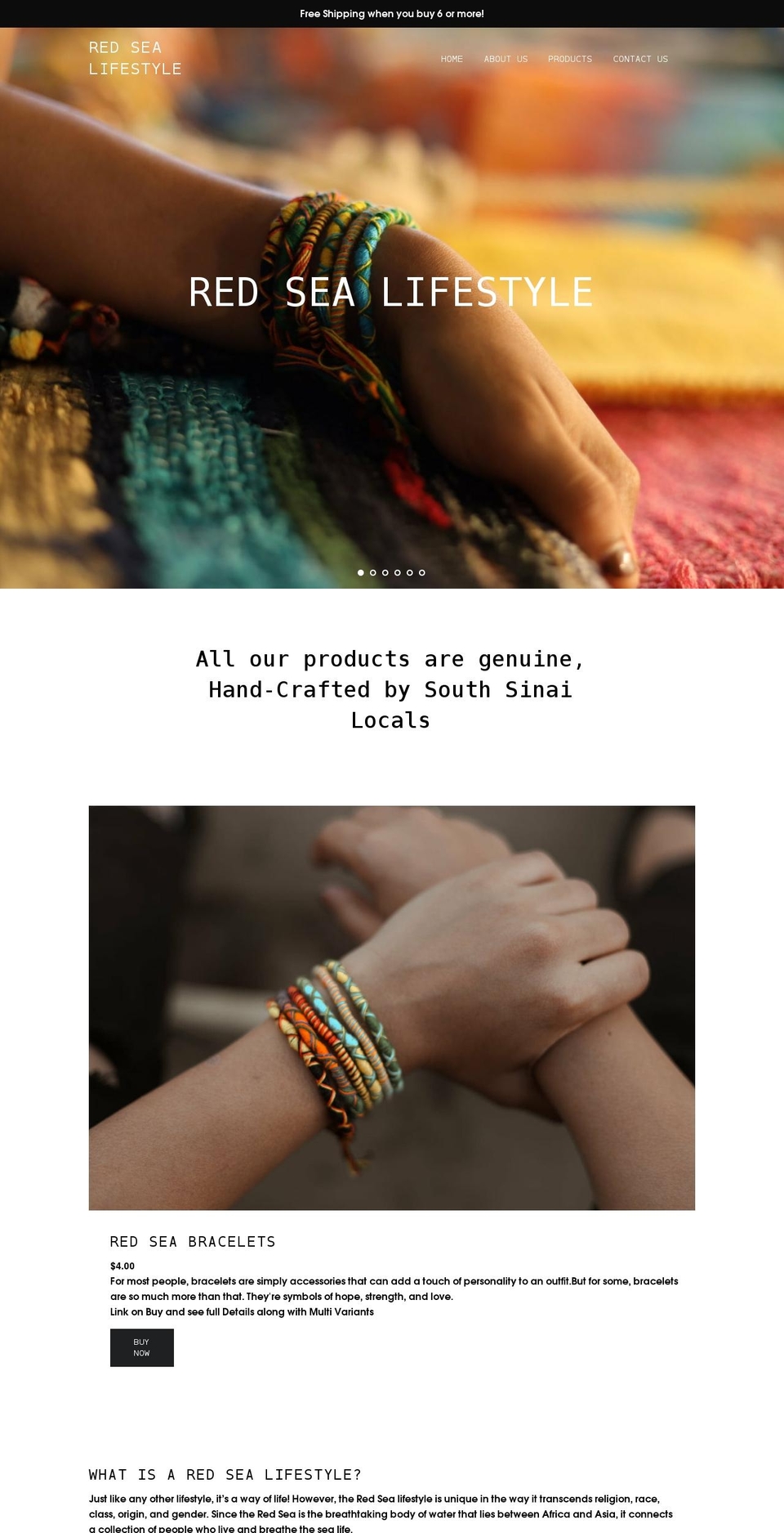 redseabracelets.com shopify website screenshot