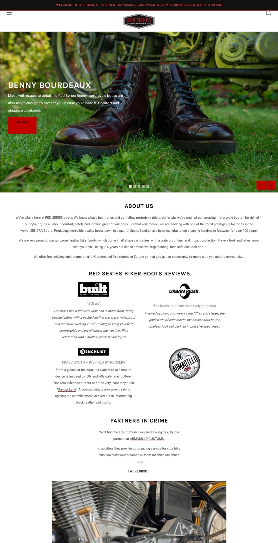 redseriesboots.com shopify website screenshot