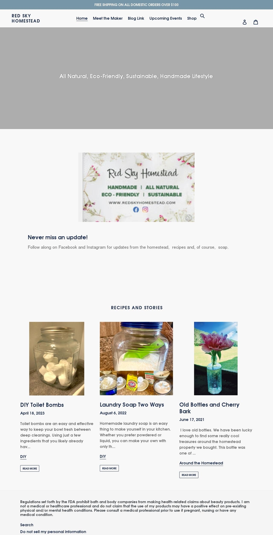 redskyhomestead.com shopify website screenshot