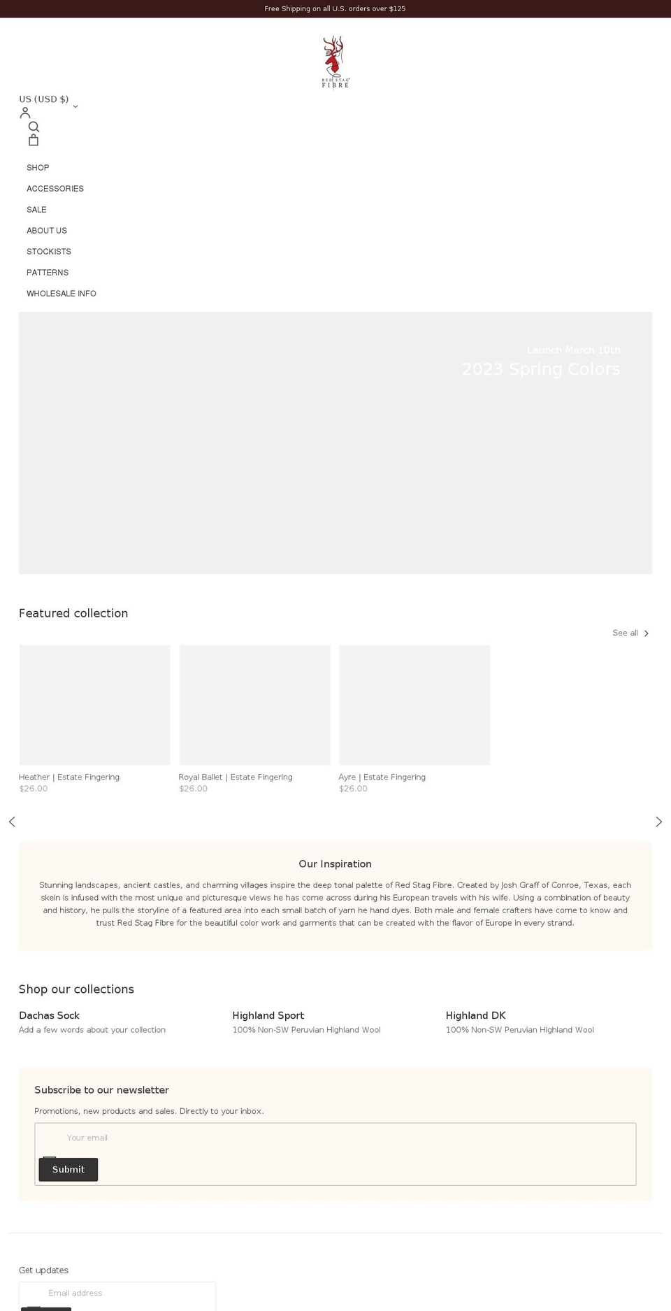 redstagfibre.com shopify website screenshot