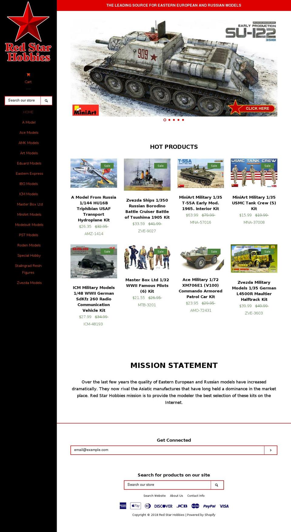 redstarhobbies.com shopify website screenshot