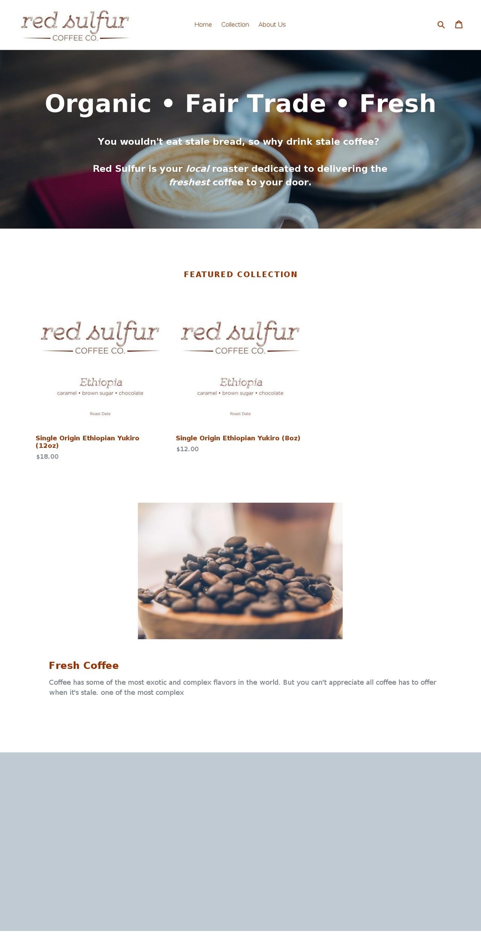 redsulfurcoffee.com — Shopify storefront screenshot
