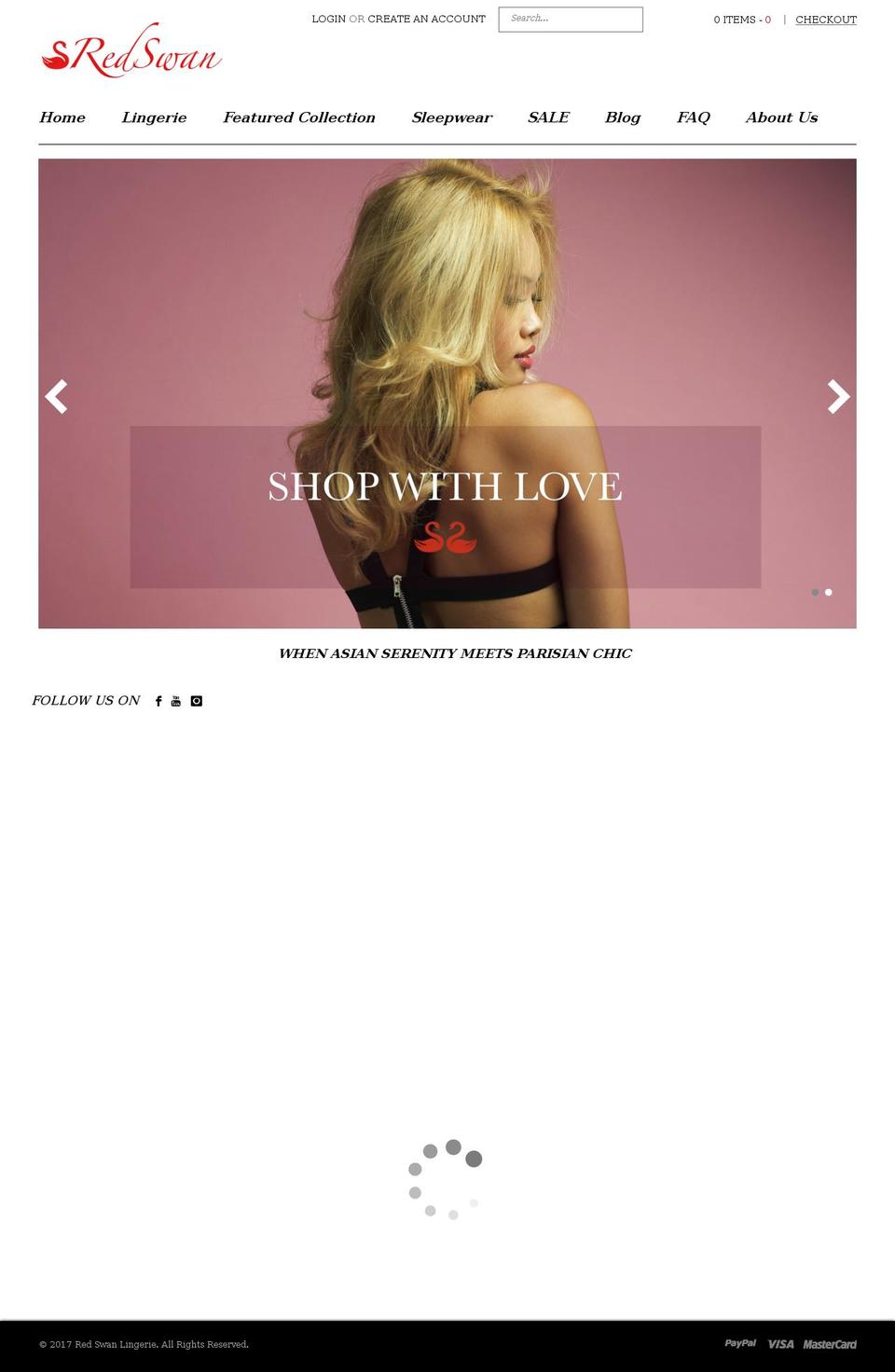 redswanlingerie.com shopify website screenshot