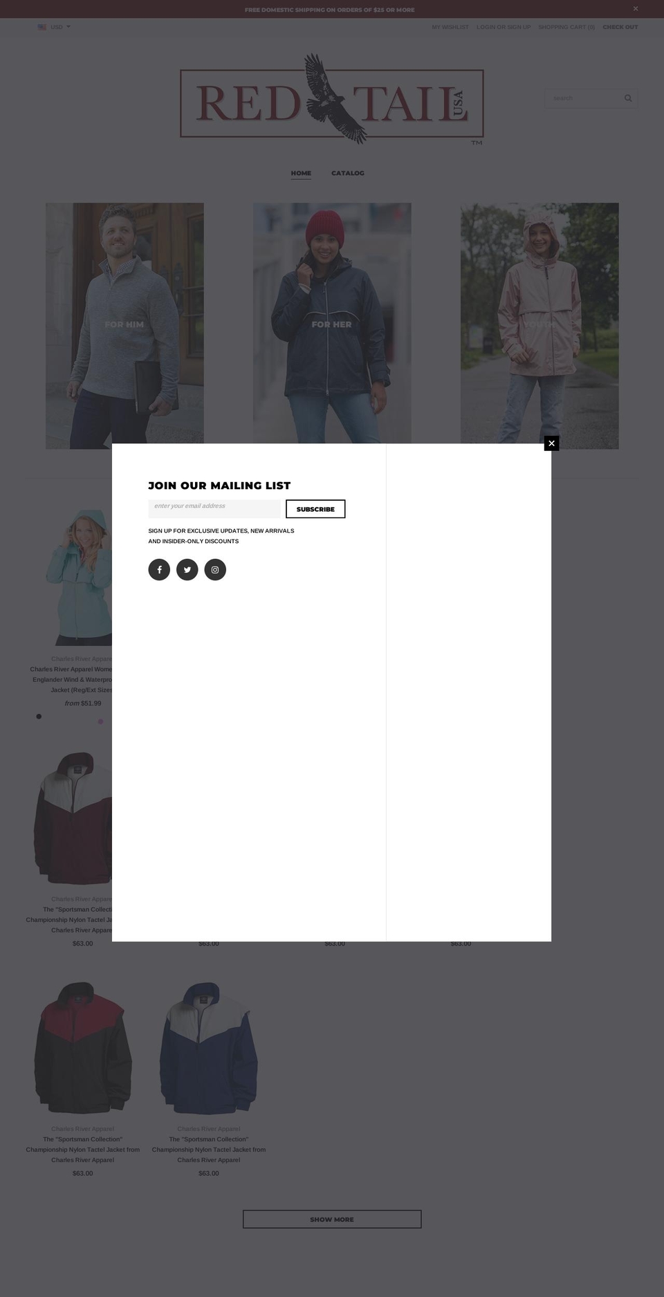 redtailusa.com shopify website screenshot