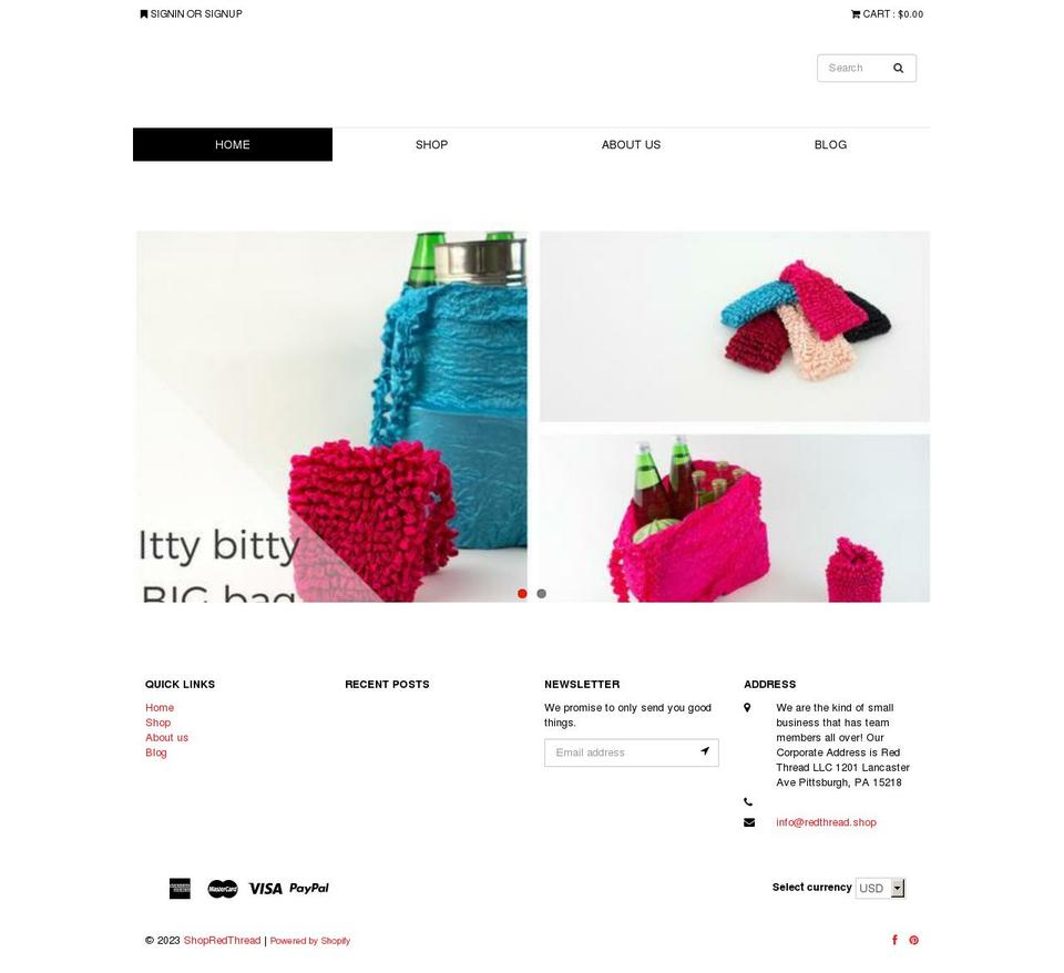 humbleshop Shopify theme site example redthread.shop