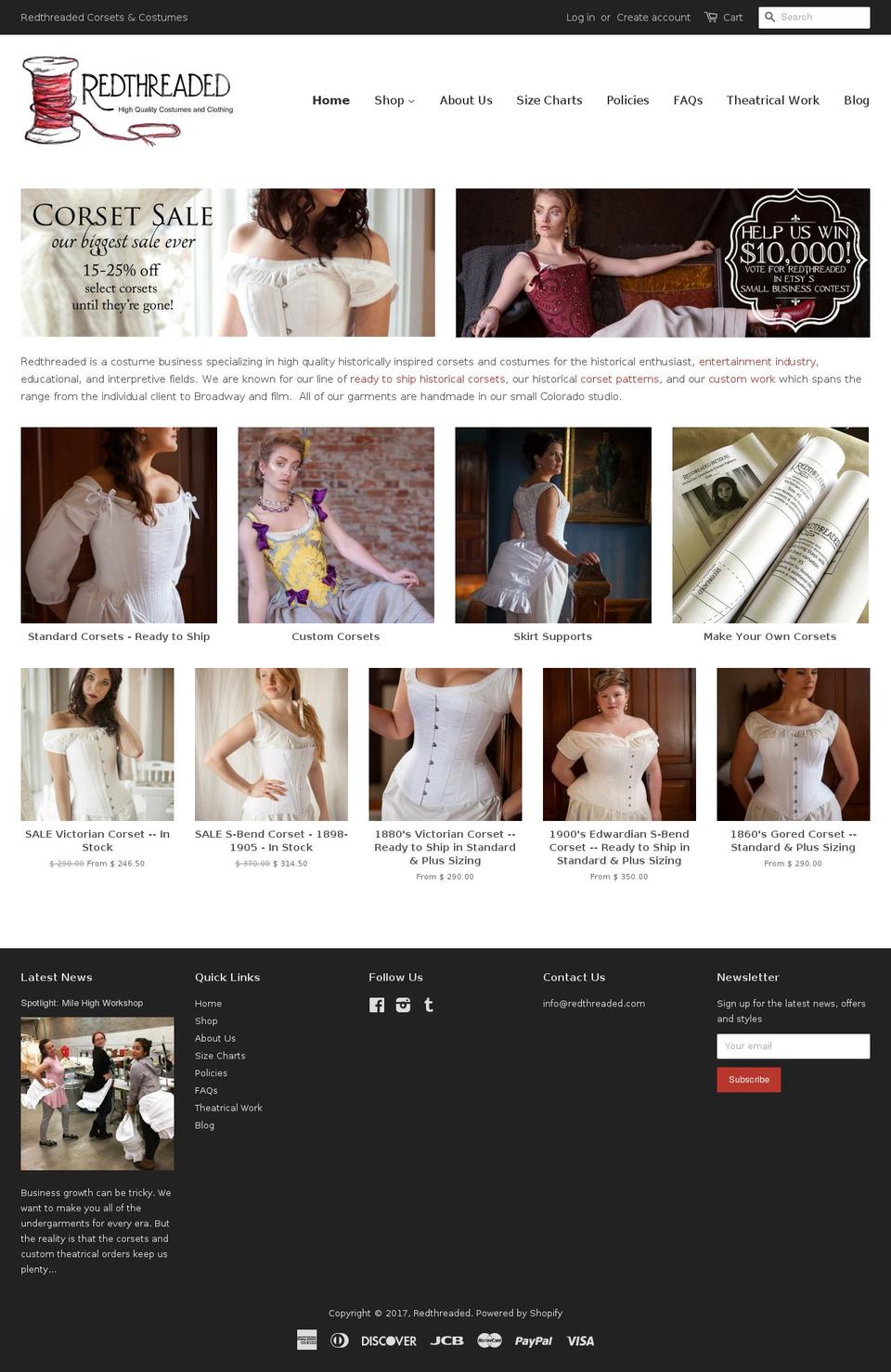 redthreaded.com shopify website screenshot