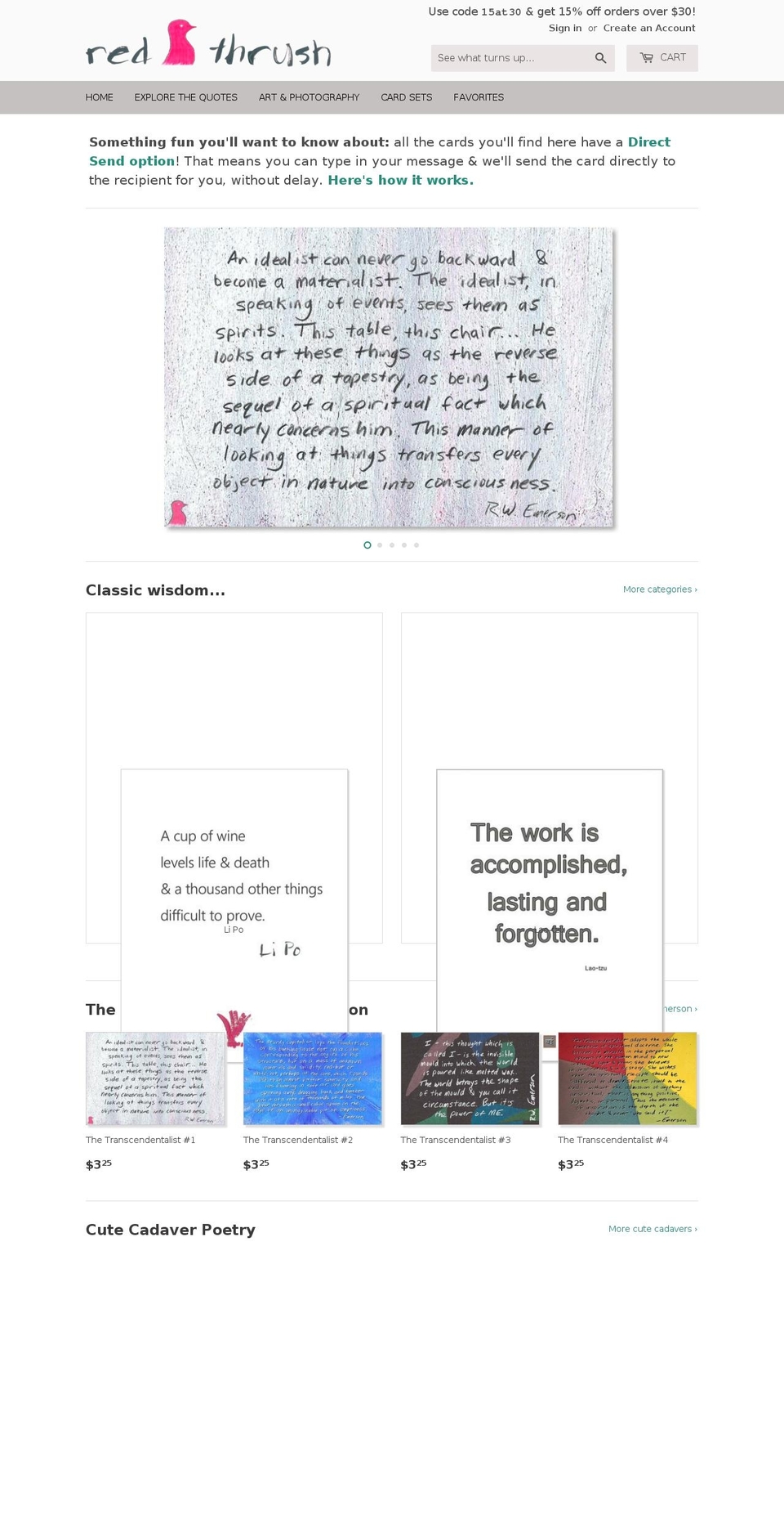 redthrush.com shopify website screenshot